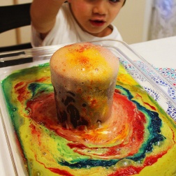 Volcanic eruptions and colorful lava experiment