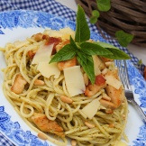 chicken pesto with spaghetti|marmite et ponpon